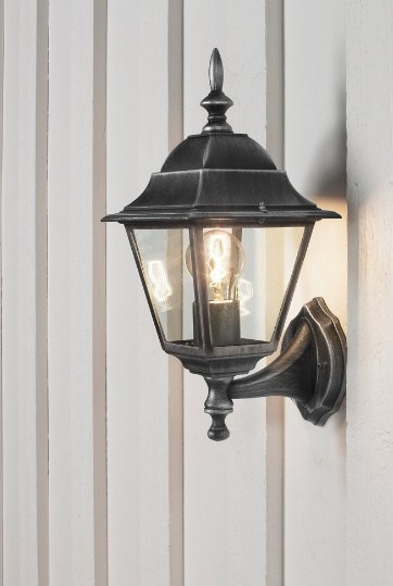 KINKIET OGRODOWY GÓRA IP44 CZARNY LAMPA SREBREM